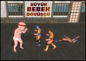Büyük boy bir bebek olarak sokaklardaki serserilere hadlerini bildir