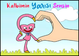 Mükemmel bir kalp şekli oluşturmak için parmağınızı sevimli canavarlarla ustaca birleştirin