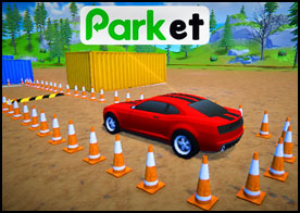 Park alanını çevreleyen park konilerine çarpmadan süper aracını park alanına park et