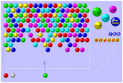 İnternetin en klasik bu oyununda zemine ulaşmadan önce aynı renkli topları bir araya getir ve yoket