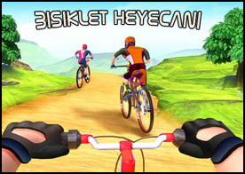 Dağ bisikletiyle dağlık alanda rakiplerinizle kıyasıya mücadele edin. Fare ile sürükleyerek hareket edin