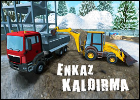 İnşaat bölgesindeki enkazı ve molozları kaldırmak için kepçeli ekskavatörü ve iş makinalarını kullan