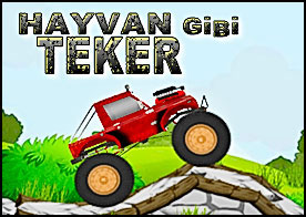 Hayvan gibi dev tekerleri olan aracı ustalıkla kullanarak parkuru tamamla