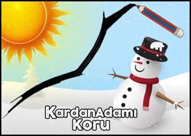 Güneşin saldırgan yakıcı şualarına karşı dahiyane çizimler yaparak kardanadamı koru