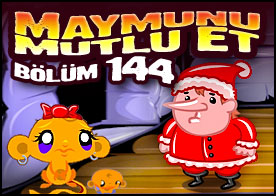 Bu sefer karla kaplı evlere gidip bilmeceleri çözerek minik maymunumuzu mutlu ediyoruz