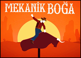 Rodeo turnuvası için hazırlık yapan kovboyumuza mekanik boğa üzerinde en uzun süre kalması için yardımcı ol