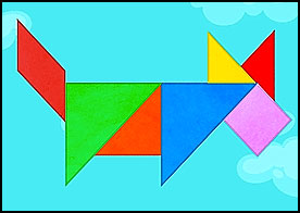 Bu klasik tangram oyununda verilen çeşitli şekillerin aynısını tangram parçaları ile oluşturuyoruz