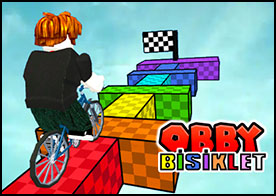 Obby bu sefer bisikletiyle zorlu parkurlar üzerinde eğlence ve heyecan dolu bir macera yaşıyor