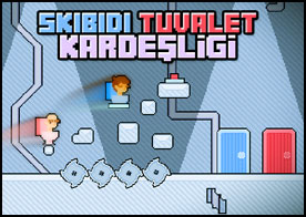 Skibidi tuvalet çılgınlığı iki kişilik adam oyunuyla devam ediyor. Yön tuşlarıyla iki tuvalet kafayı hareket ettirin