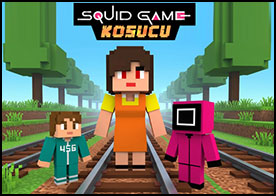 Minecraft tarzı bir alemde Squid Game karakteri olarak ölümcül oyunlardan kaçıp kurtulmaya çalış